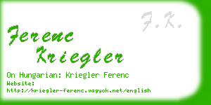 ferenc kriegler business card